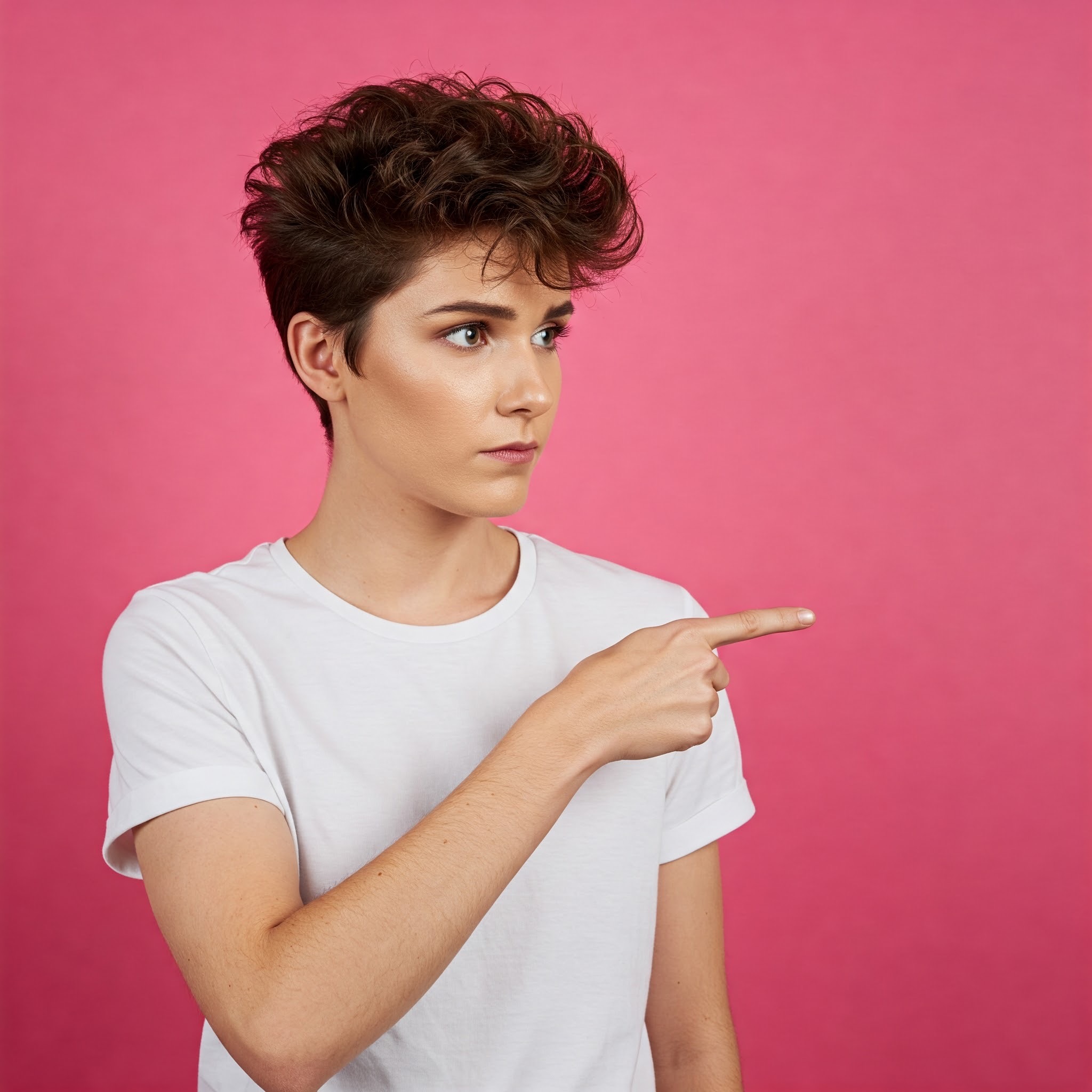 photo of Young Person Pointing to the Right